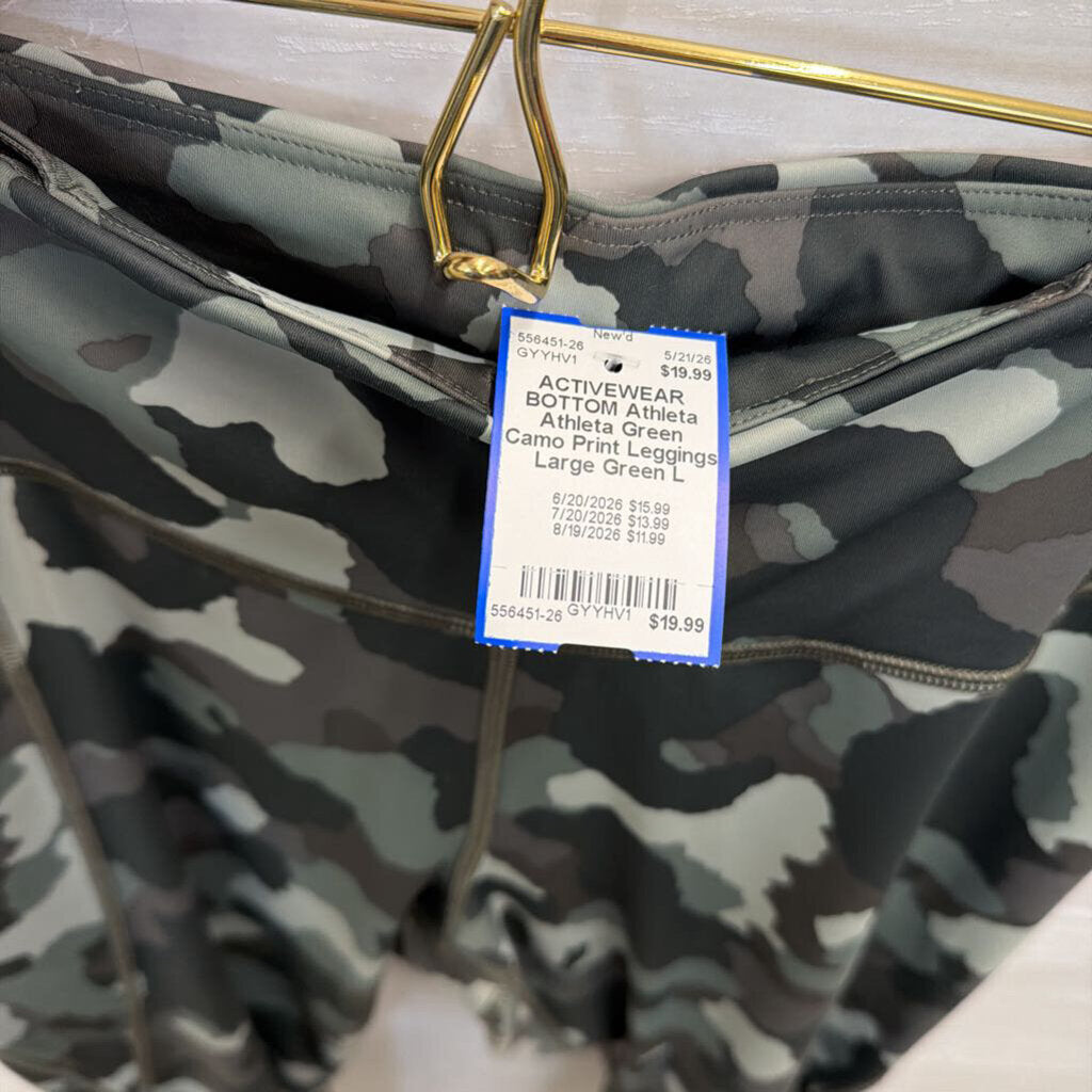 Athleta Green Camo Print Leggings Large