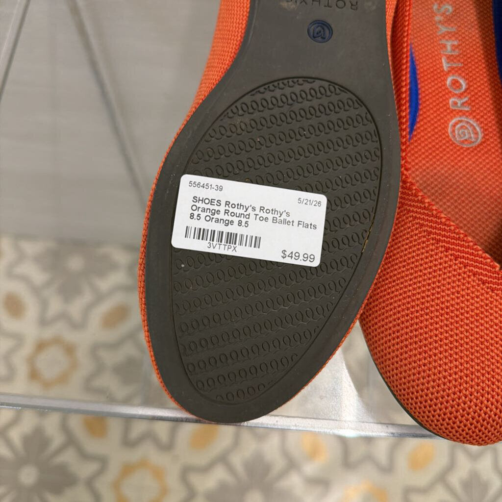 Rothy's Orange Round Toe Ballet Flats 8.5