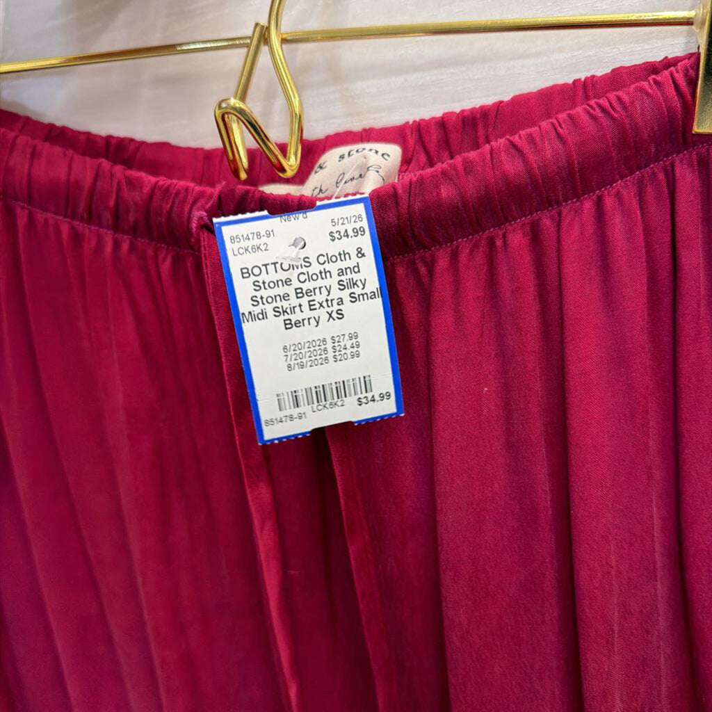 Cloth and Stone Berry Silky Midi Skirt Extra Small