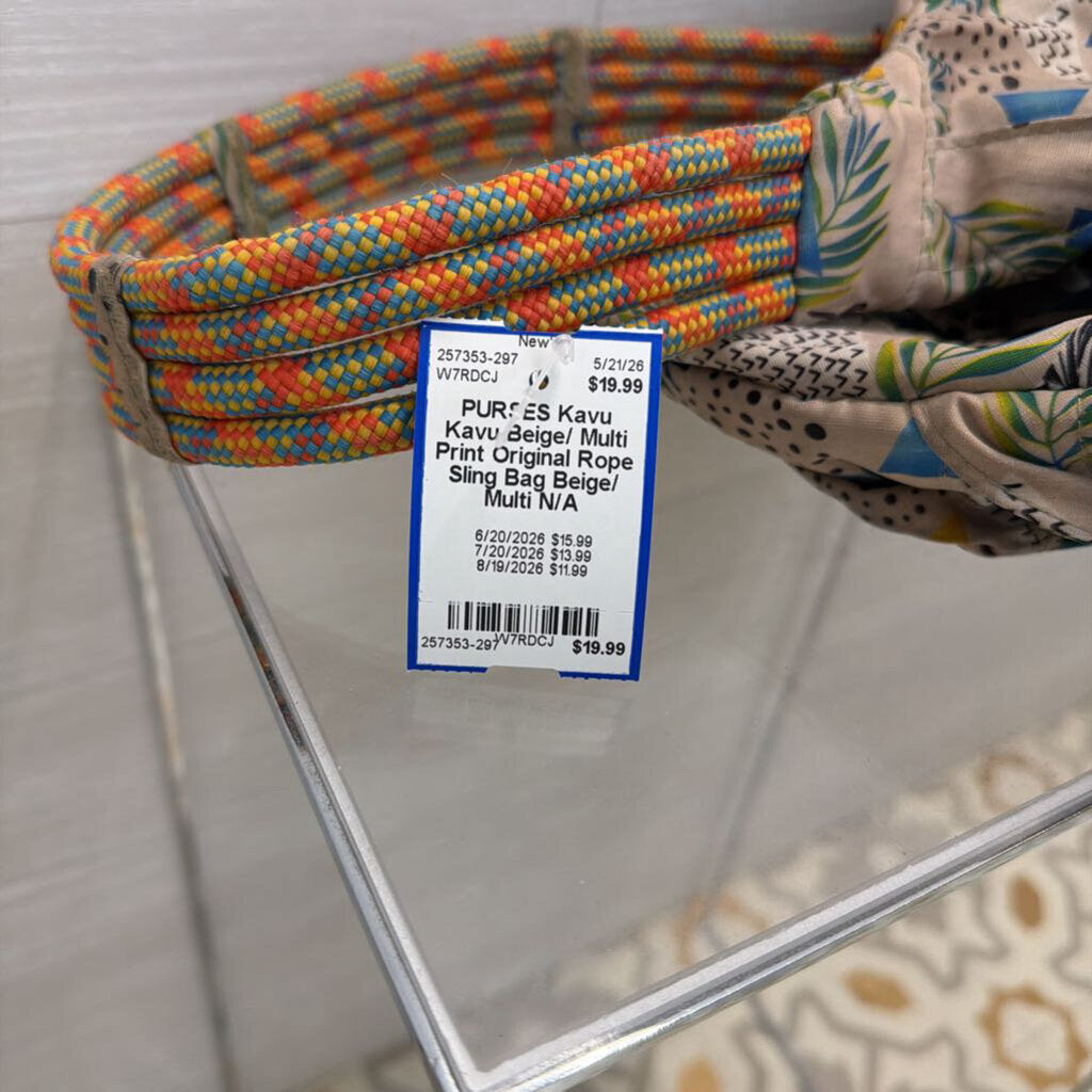 Kavu Beige/ Multi Print Original Rope Sling Bag
