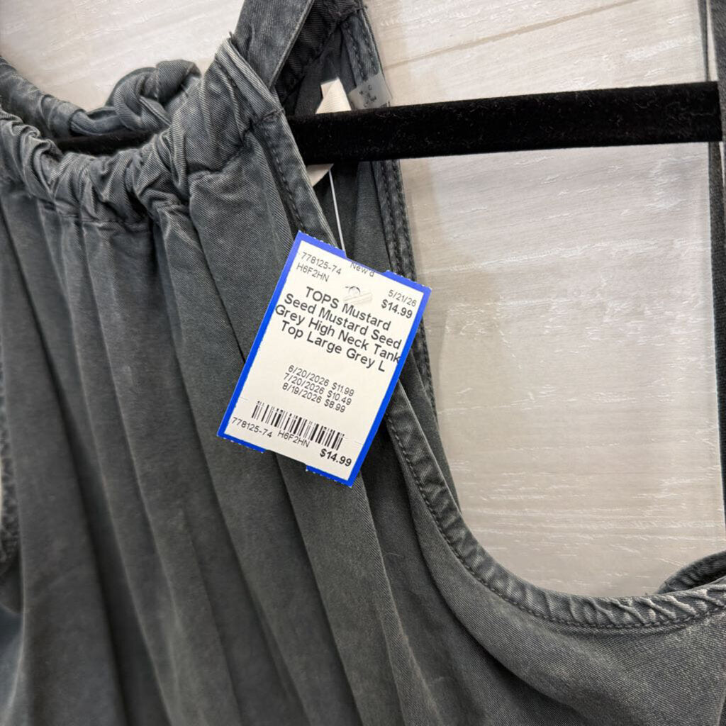 Mustard Seed Grey High Neck Tank Top Large