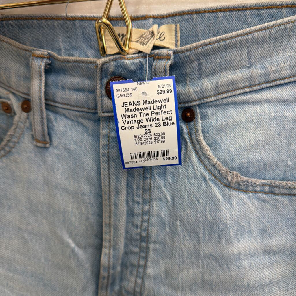 Madewell Light Wash The Perfect Vintage Wide Leg Crop Jeans 23