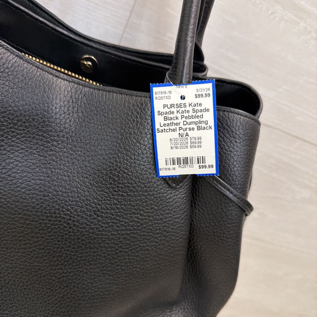 Kate Spade Black Pebbled Leather Dumpling Satchel Purse