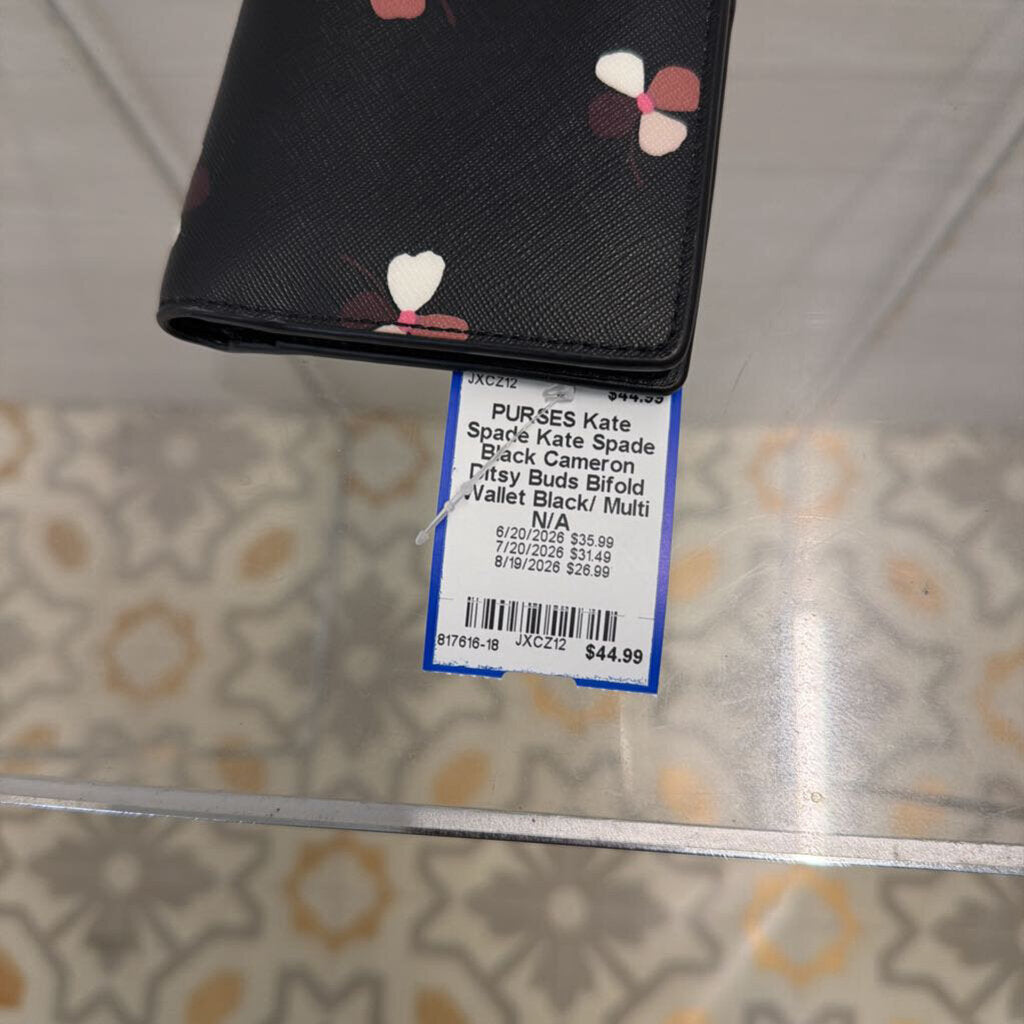 Kate Spade Black Cameron Ditsy Buds Bifold Wallet