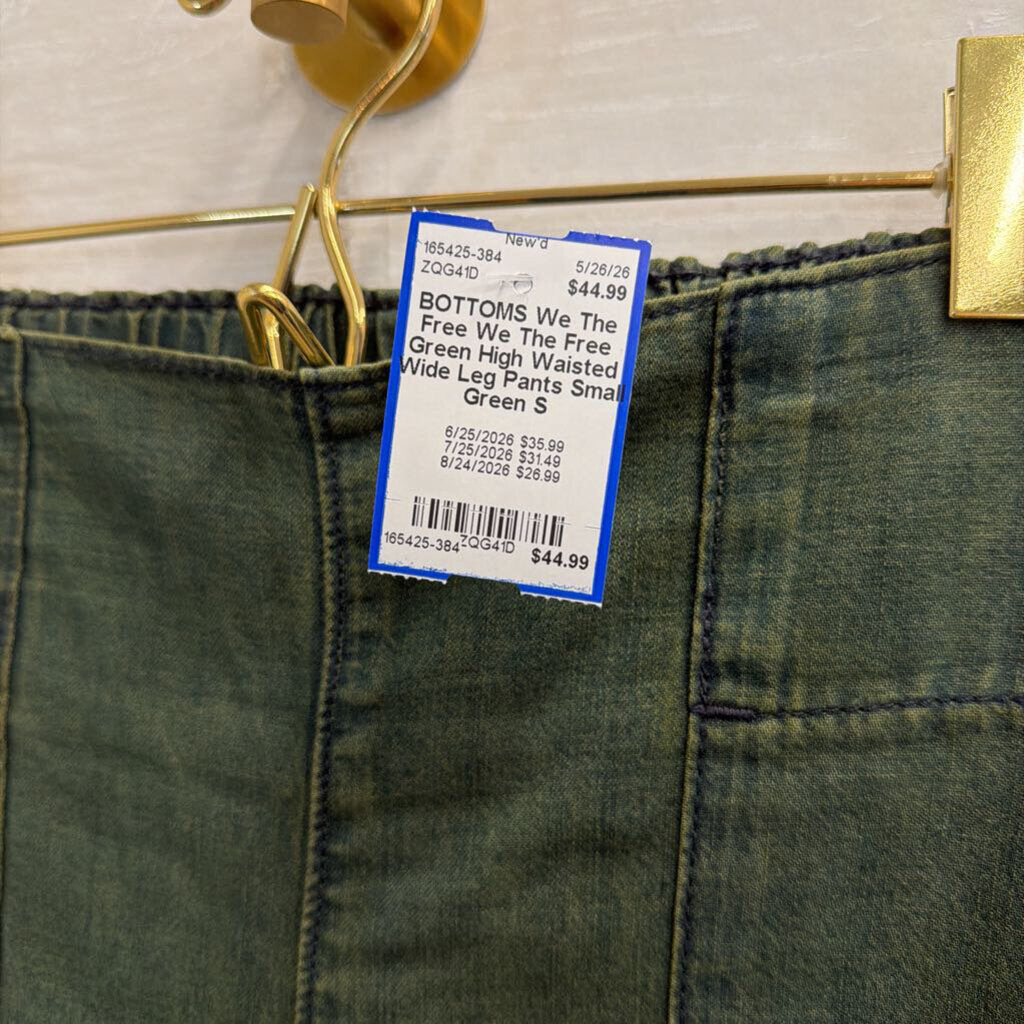 We The Free Green High Waisted Wide Leg Pants Small