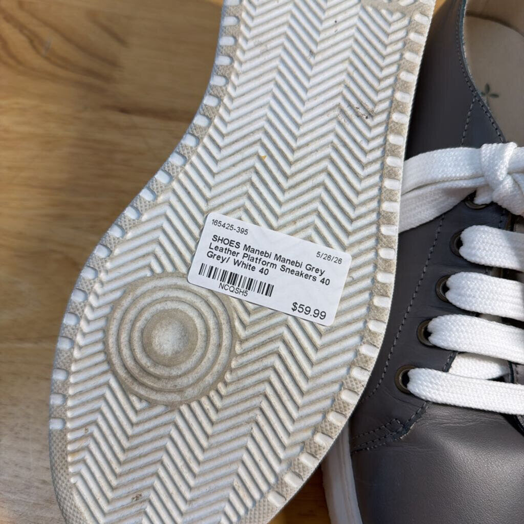 Manebi Grey Leather Platform Sneakers 40