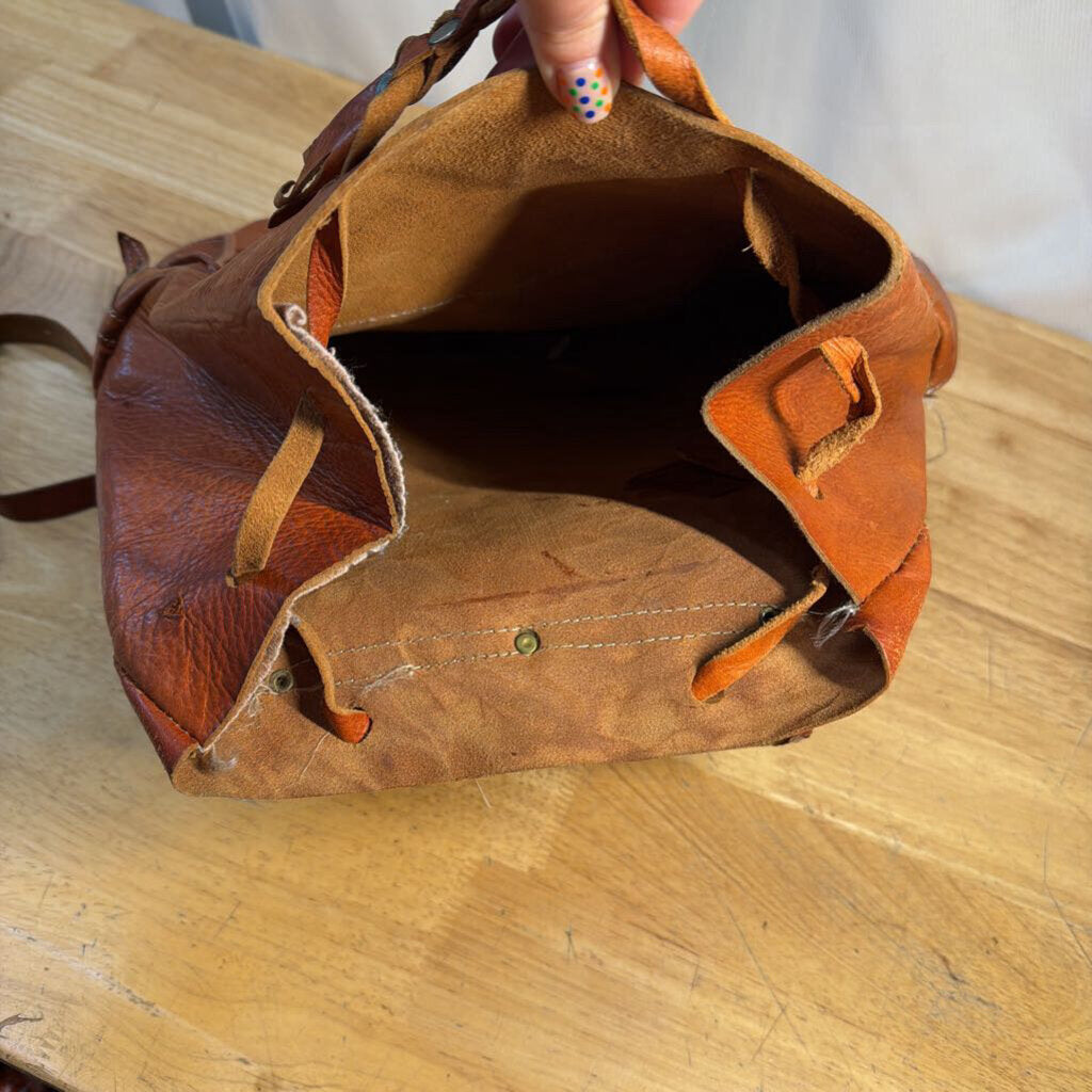 Vintage Brown Leather Backpack
