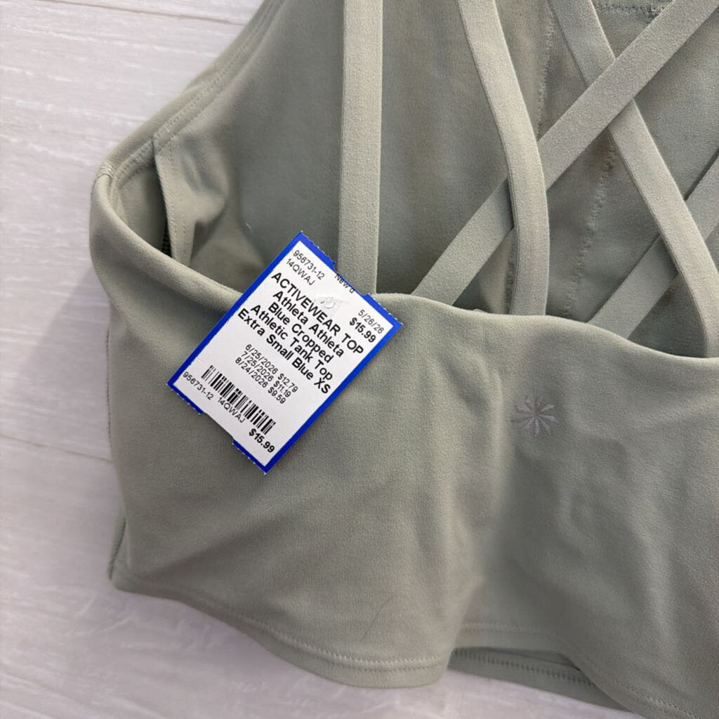 Athleta Blue Cropped Athletic Tank Top Extra Small