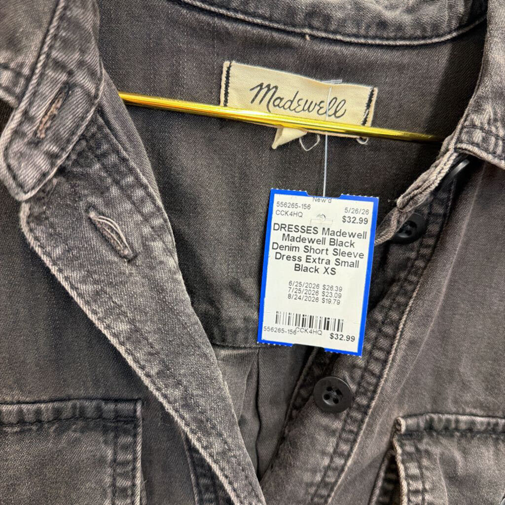Madewell Black Denim Short Sleeve Dress Extra Small