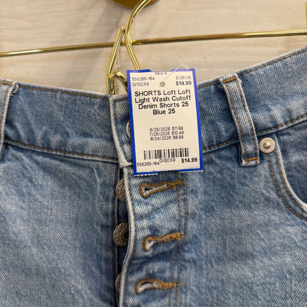 Loft Light Wash Cutoff Denim Shorts 25