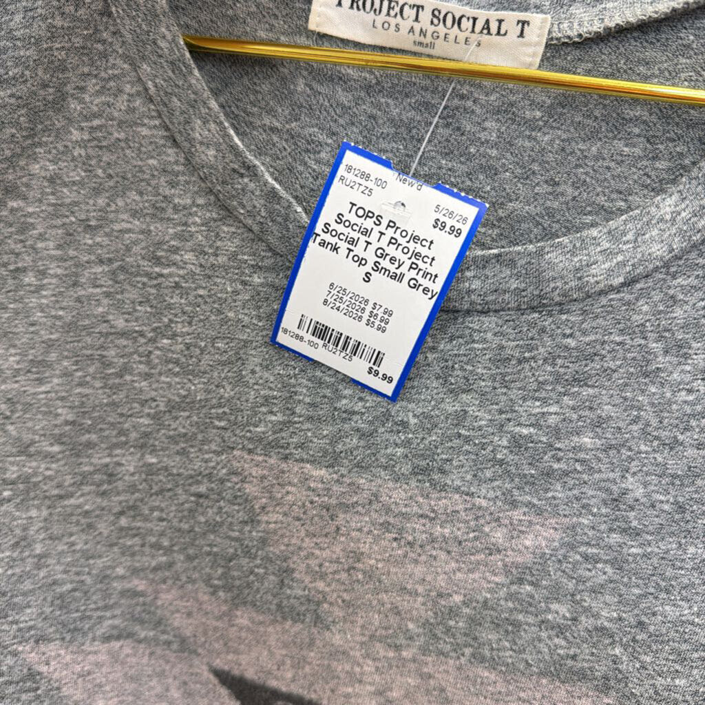Project Social T Grey Print Tank Top Small