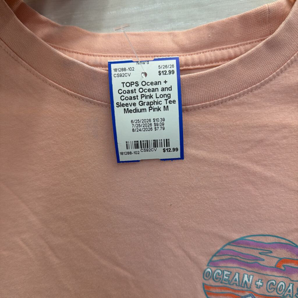 Ocean and Coast Pink Long Sleeve Graphic Tee Medium
