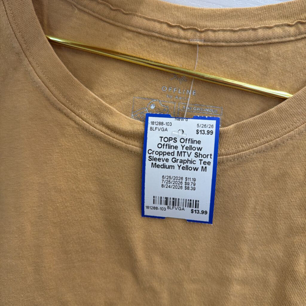 Offline Yellow Cropped MTV Short Sleeve Graphic Tee Medium