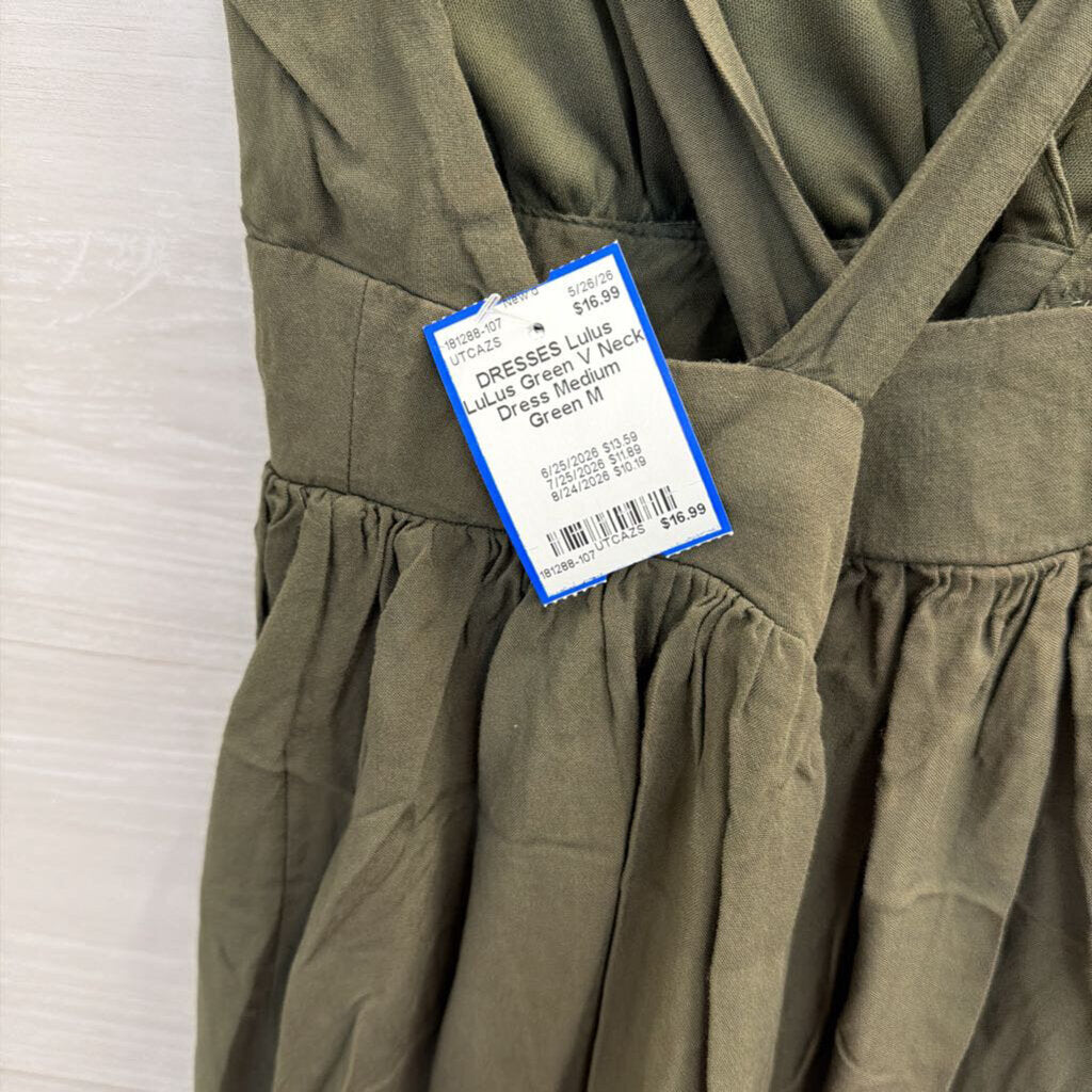 LuLus Green V Neck Dress Medium