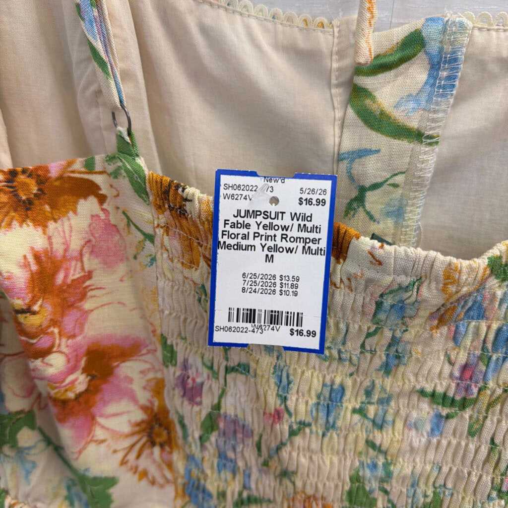 Yellow/ Multi Floral Print Romper Medium
