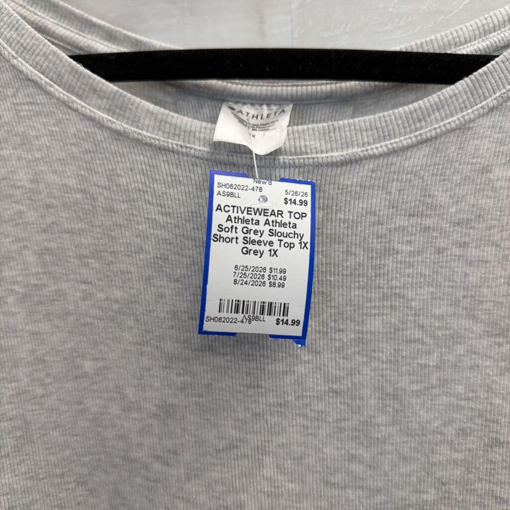 Athleta Soft Grey Slouchy Short Sleeve Top 1X