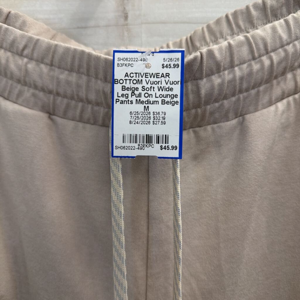 Vuori Beige Soft Wide Leg Pull On Lounge Pants Medium