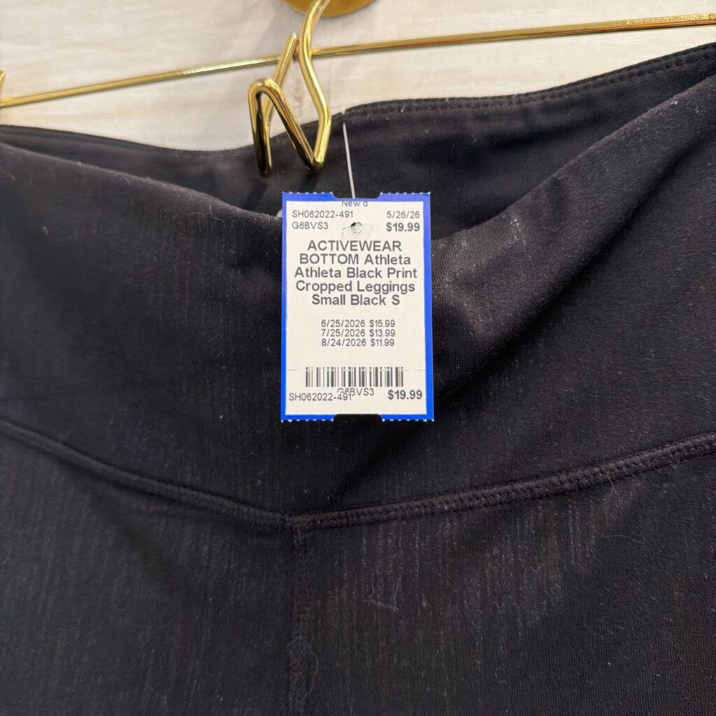 Athleta Black Print Cropped Leggings Small