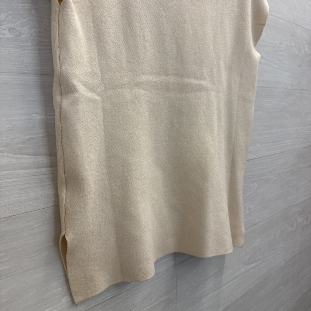 Pinch Cream Knit V Neck Sleeveless Sweater Top Small