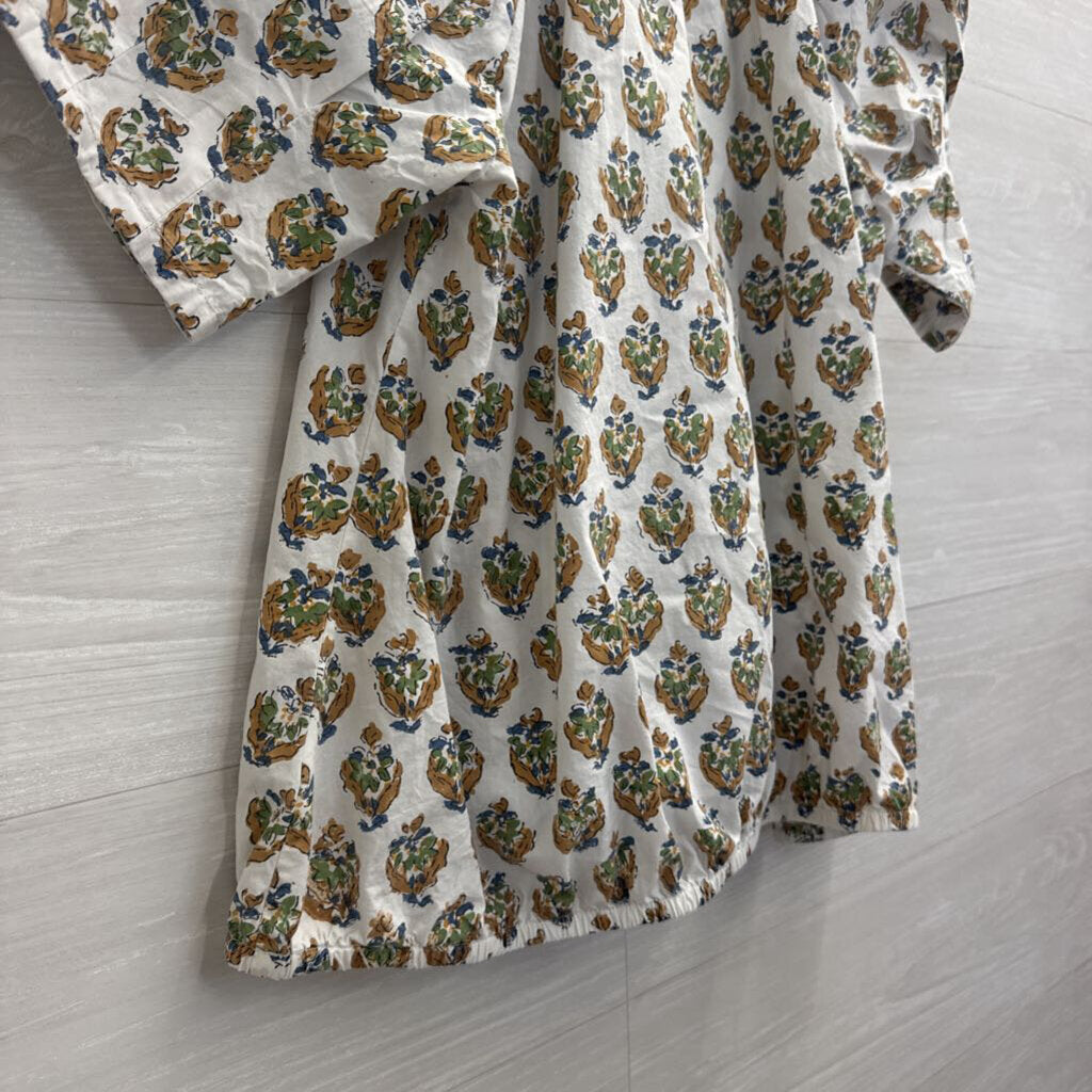 Livro White/ Multi Print Short Puff Sleeve Top Small