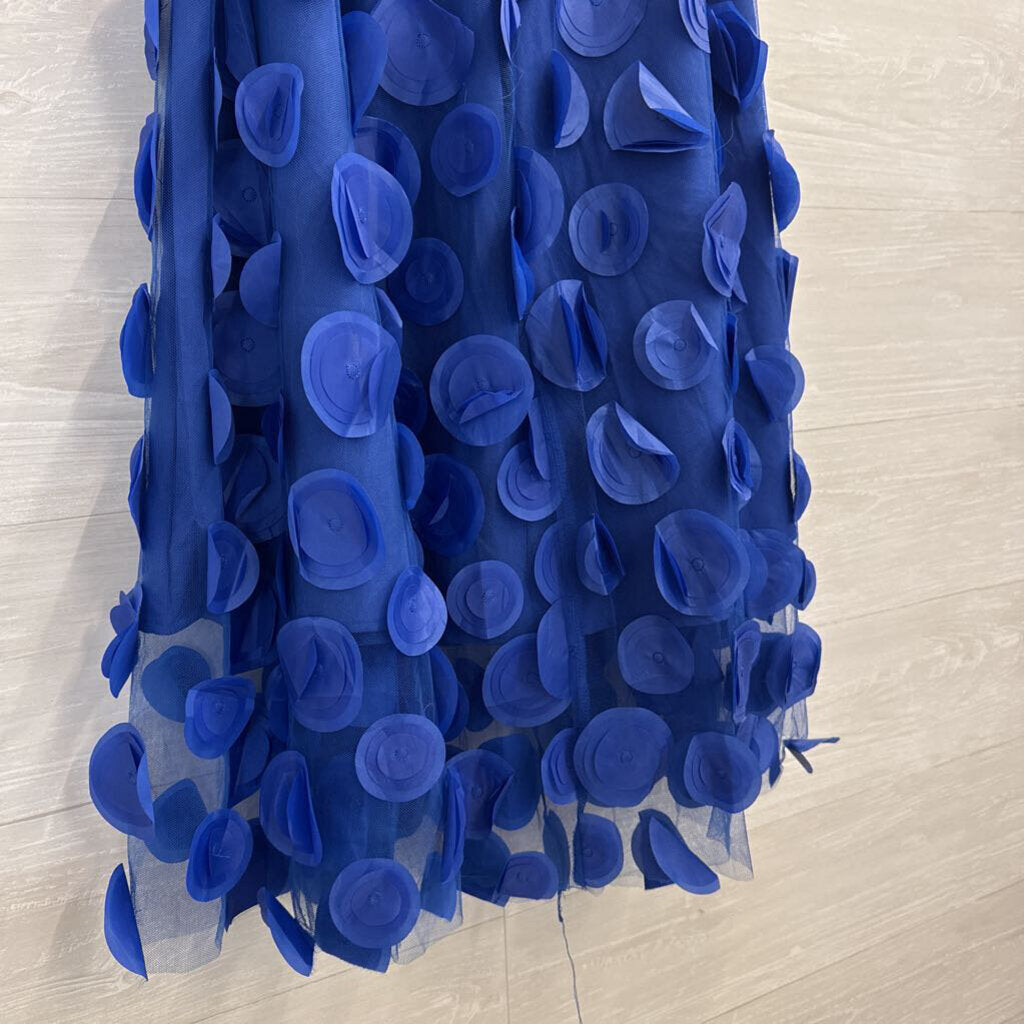 Royal Blue 3D Circle Print Maxi Skirt Small