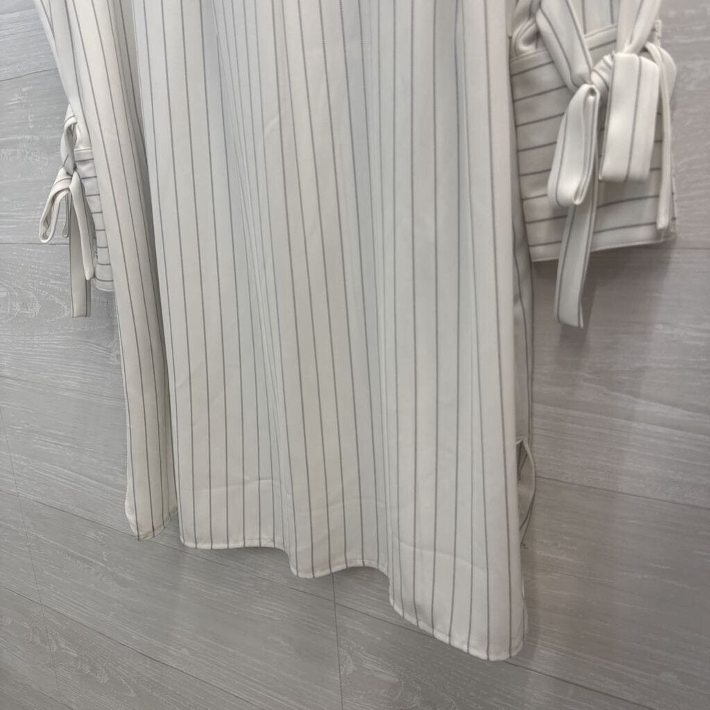 Sharagano White/ Black Striped Long Sleeve Button Down Dress 6