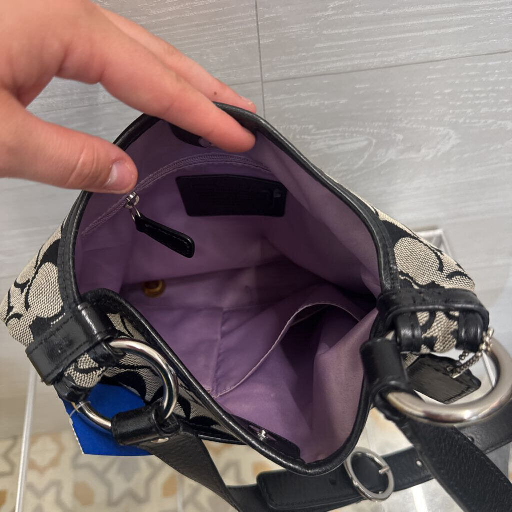 Coach Black/ Grey Penelope Signature Hobo Crossbody Purse