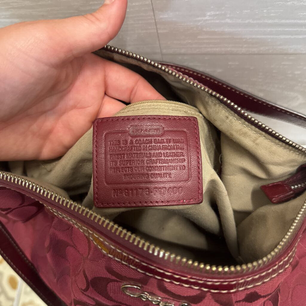 Vintage Coach Burgundy Soho Hobo Monogram Shoulder Purse