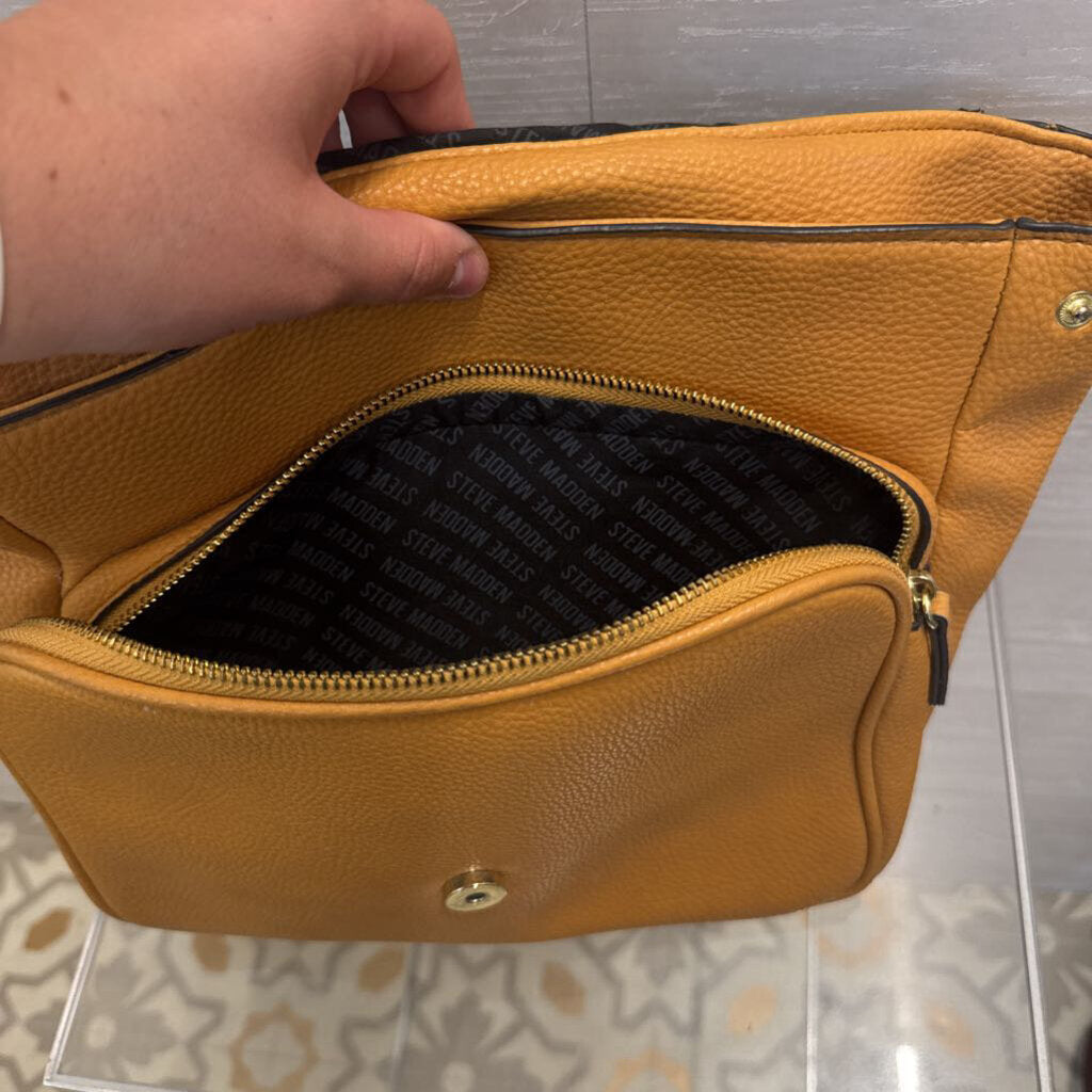 Steve Madden Yellow Pebbled Leather Backpack Purse