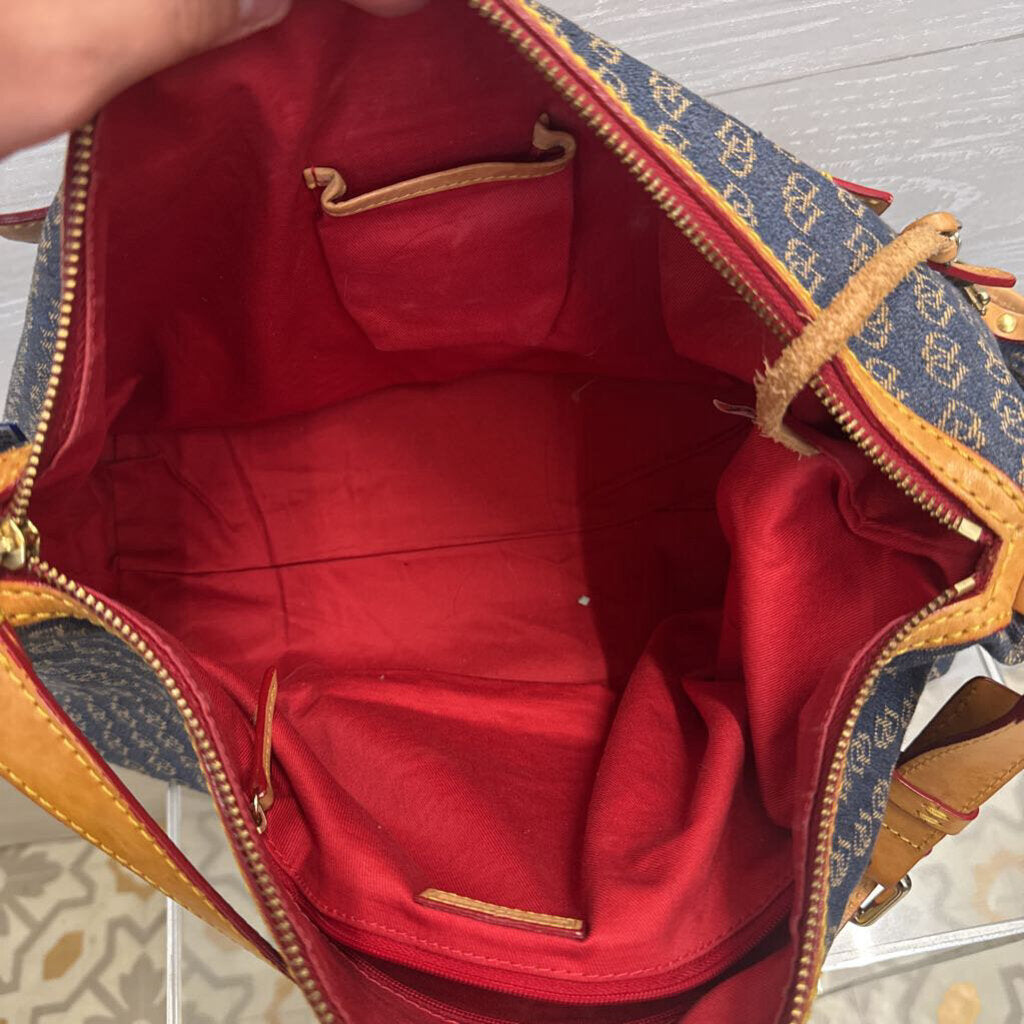 Dooney and Bourke Blue Denim Logo Shoulder Purse