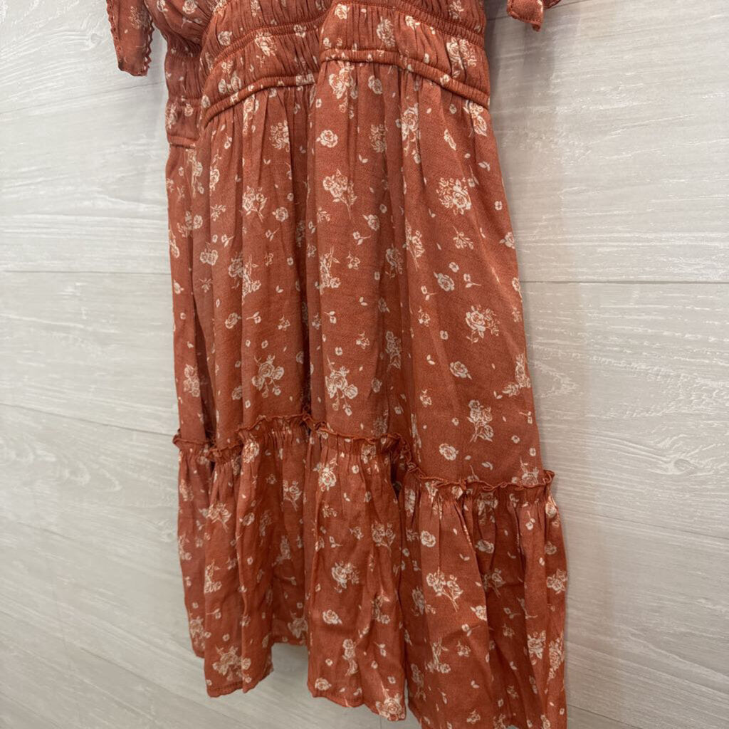 Trixxi Orange/ Beige Floral Print Dress Extra Large