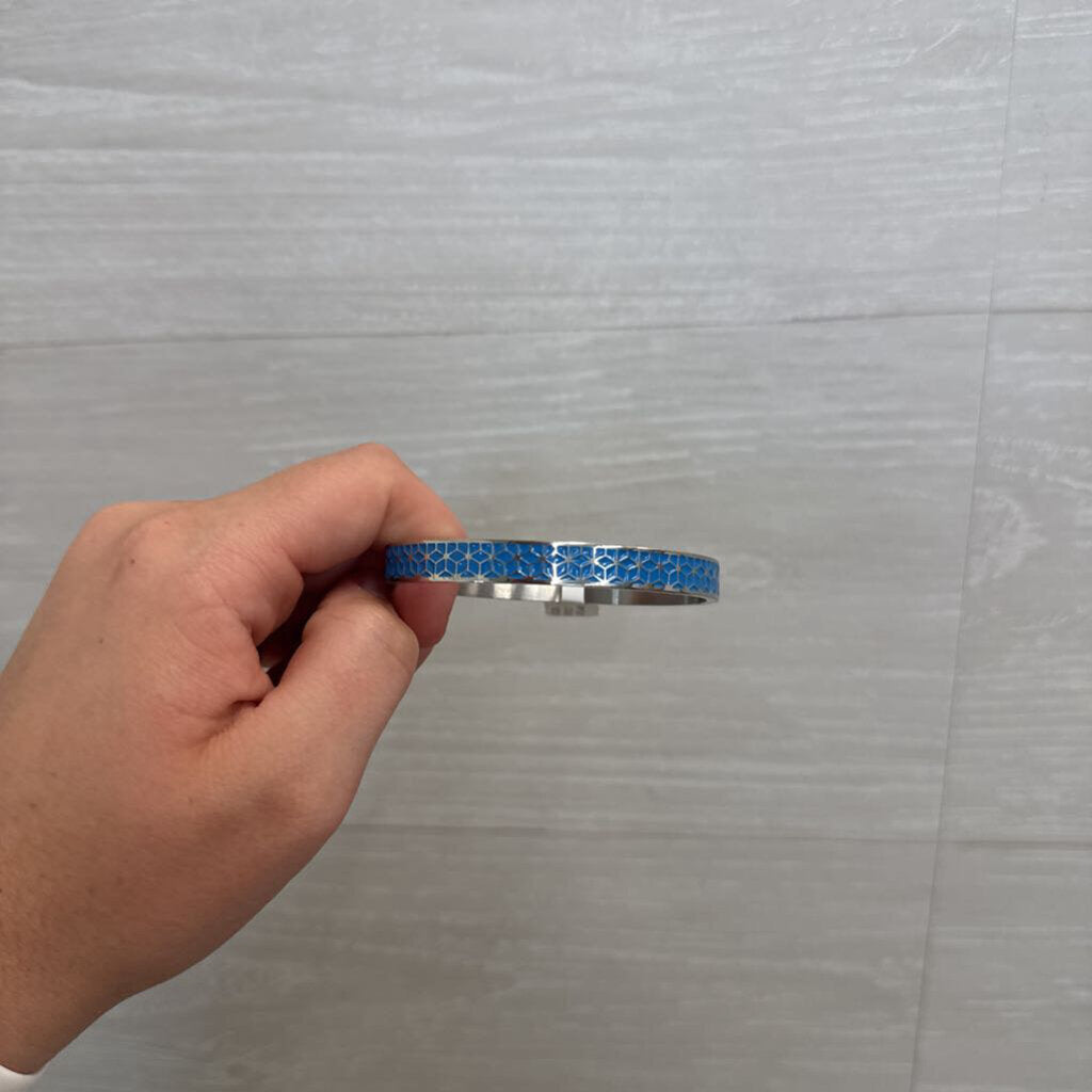 Silver/ Blue Bangle Bracelet