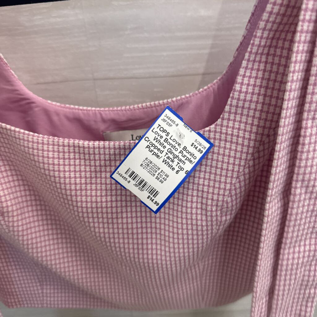 Love Bonito Purple/ White Gingham Cropped Tank Top 6