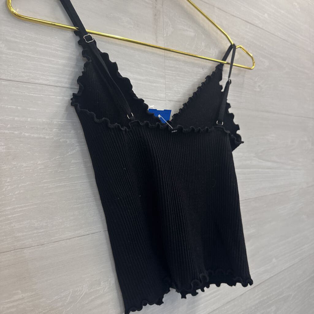Intimately Free People Black Ribbed Cropped Tank Top XS/ S