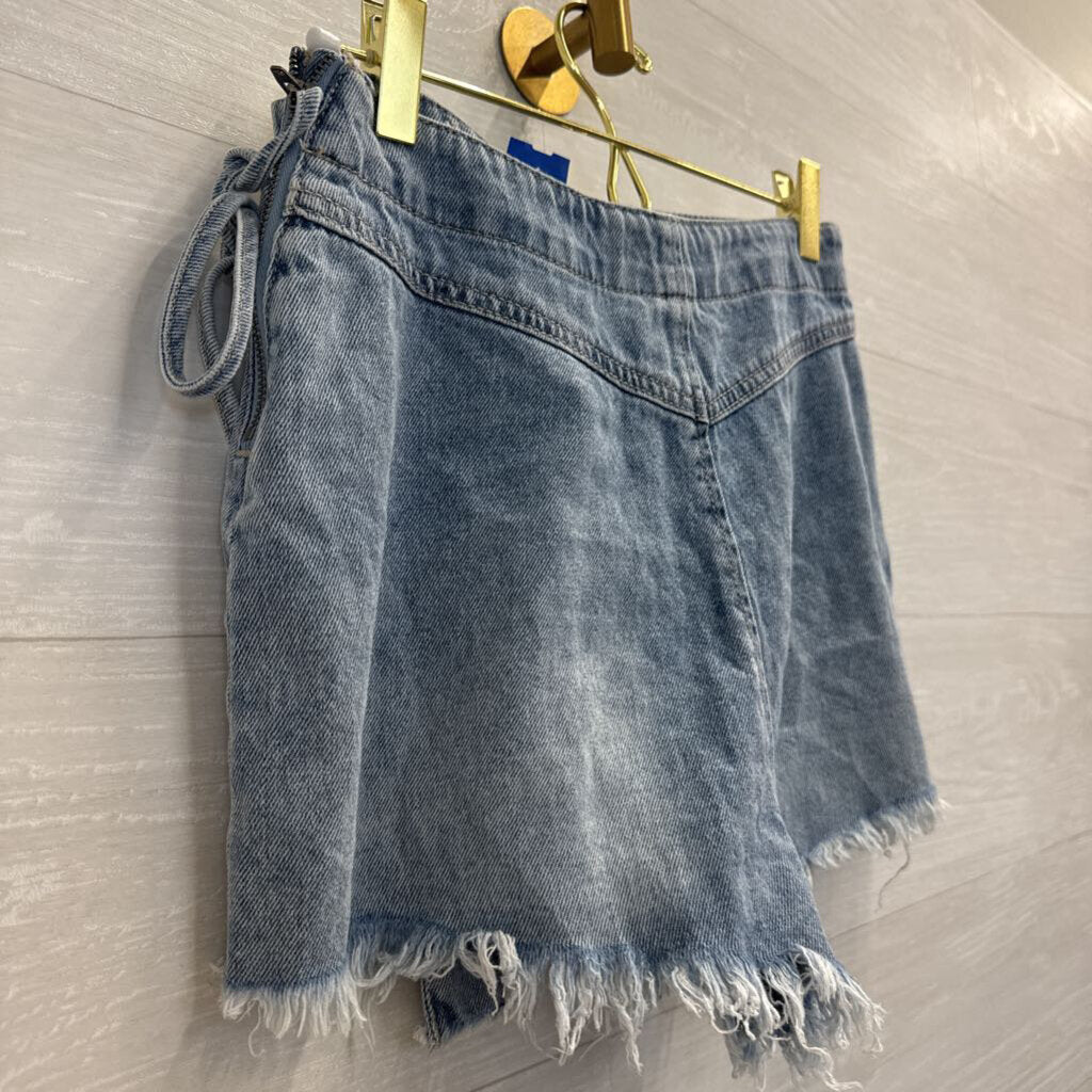 Happily Grey Light Wash Denim Wrap Skort 25
