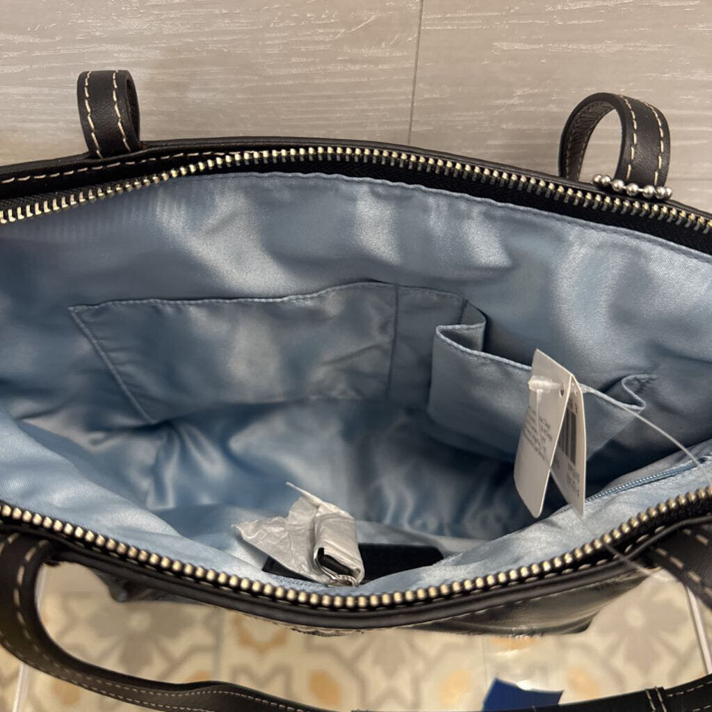 Coach Black Leather East West Gallery Tote Purse