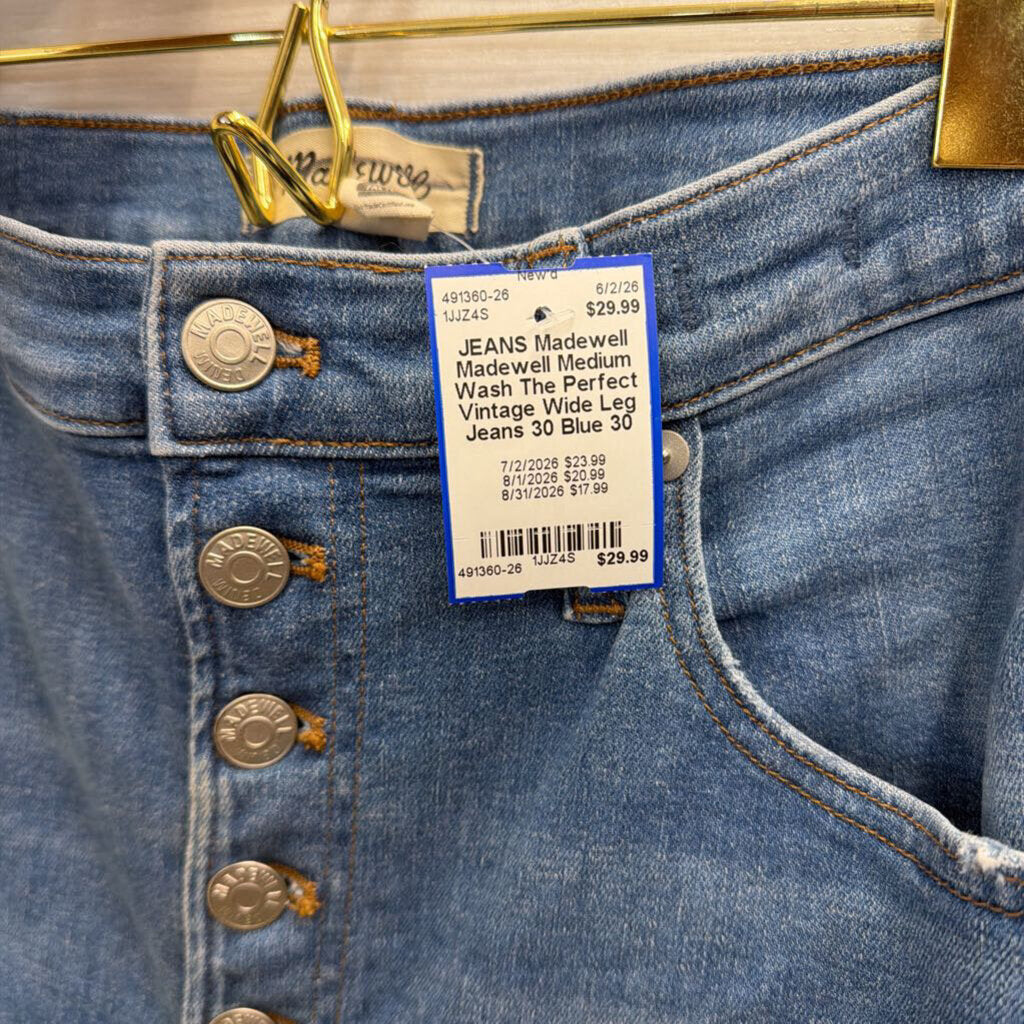 Madewell Medium Wash The Perfect Vintage Wide Leg Jeans 30
