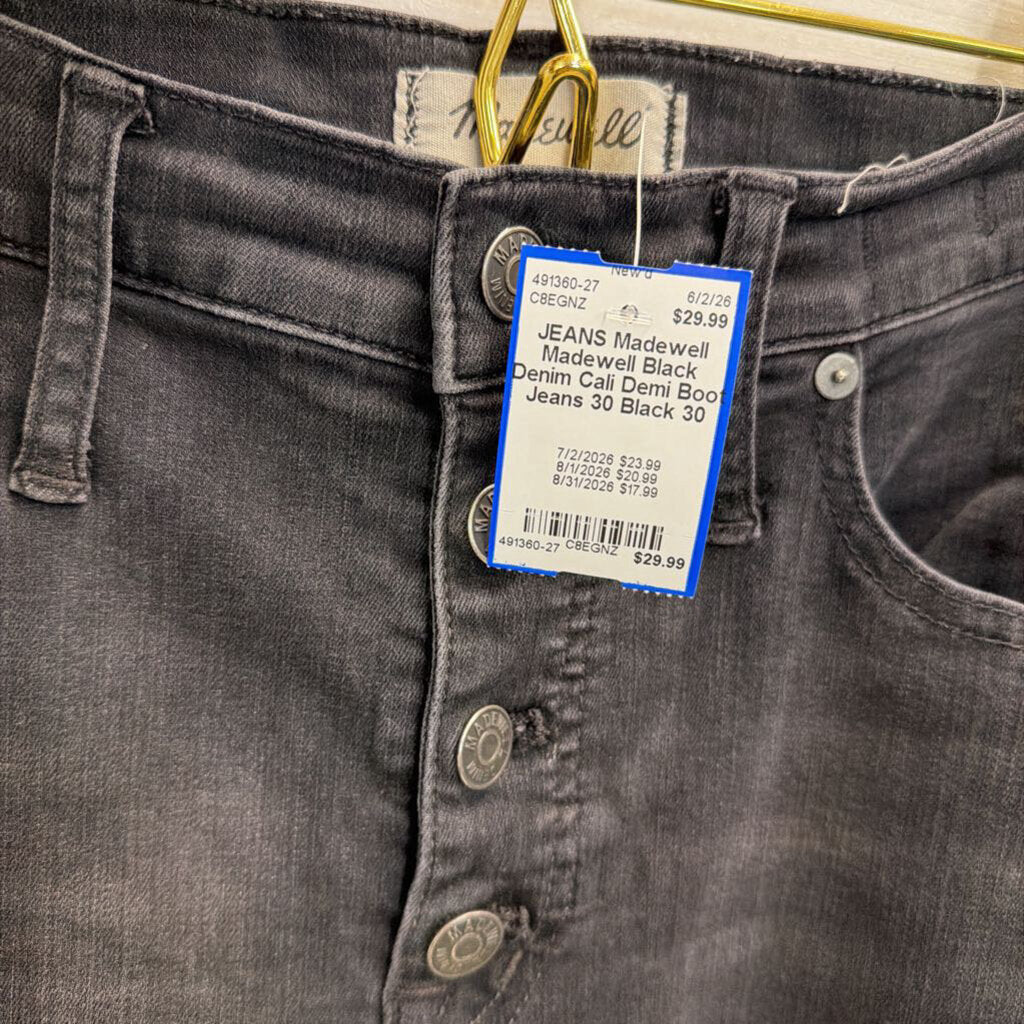 Madewell Black Denim Cali Demi Boot Jeans 30