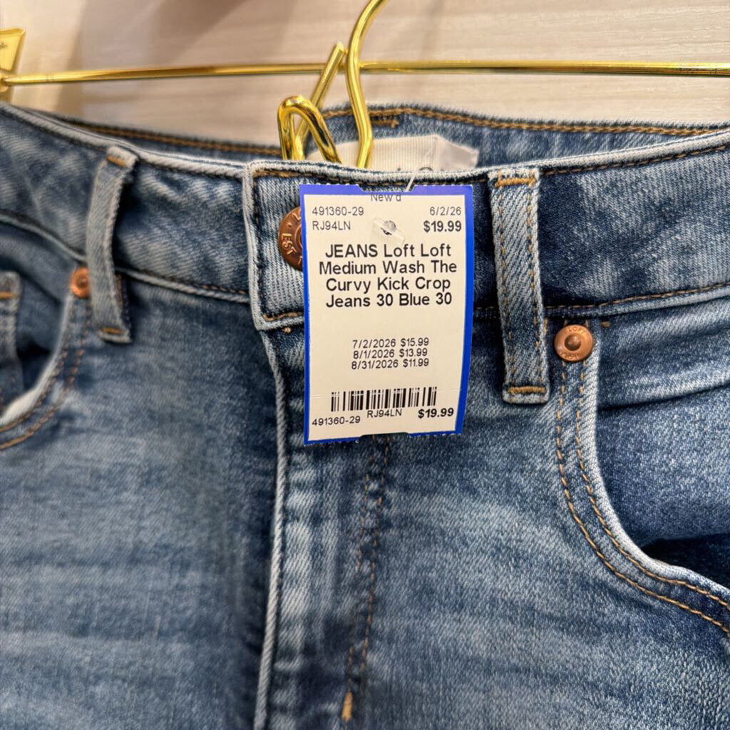 Loft Medium Wash The Curvy Kick Crop Jeans 30