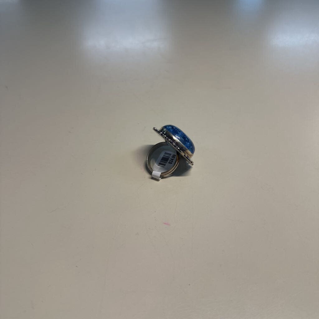 Sterling Silver Blue Stone Statement Ring