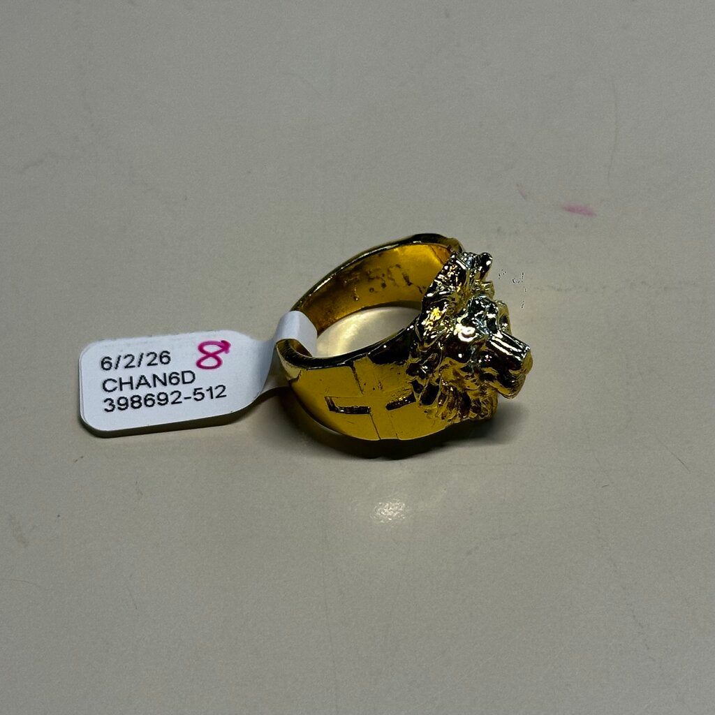 Gold Lion Head Statement Ring