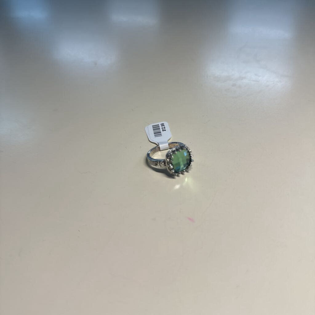 Silver/ Green Stone Statement Ring