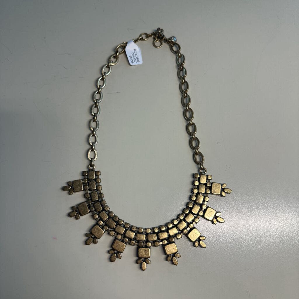 J Crew Gold/ Purple Stone Statement Necklace