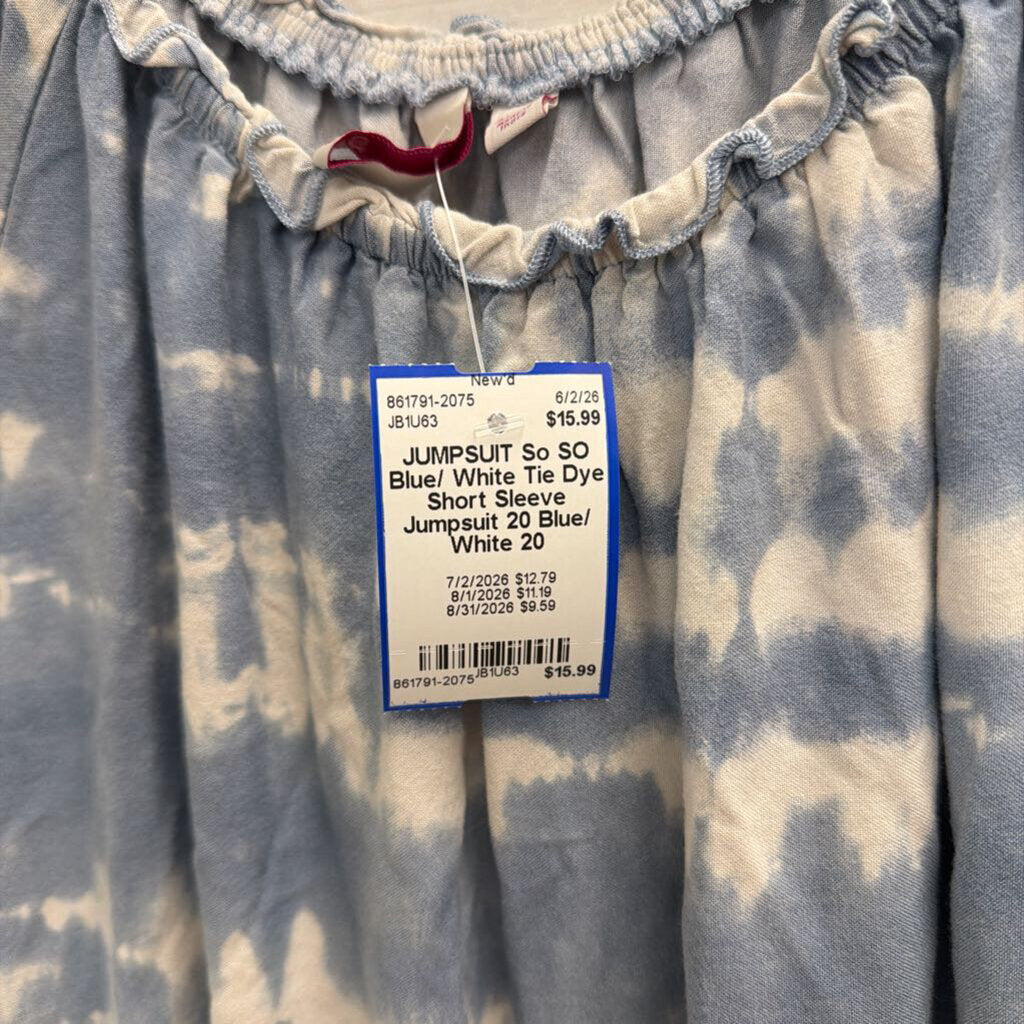 SO Blue/ White Tie Dye Short Sleeve Jumpsuit 20