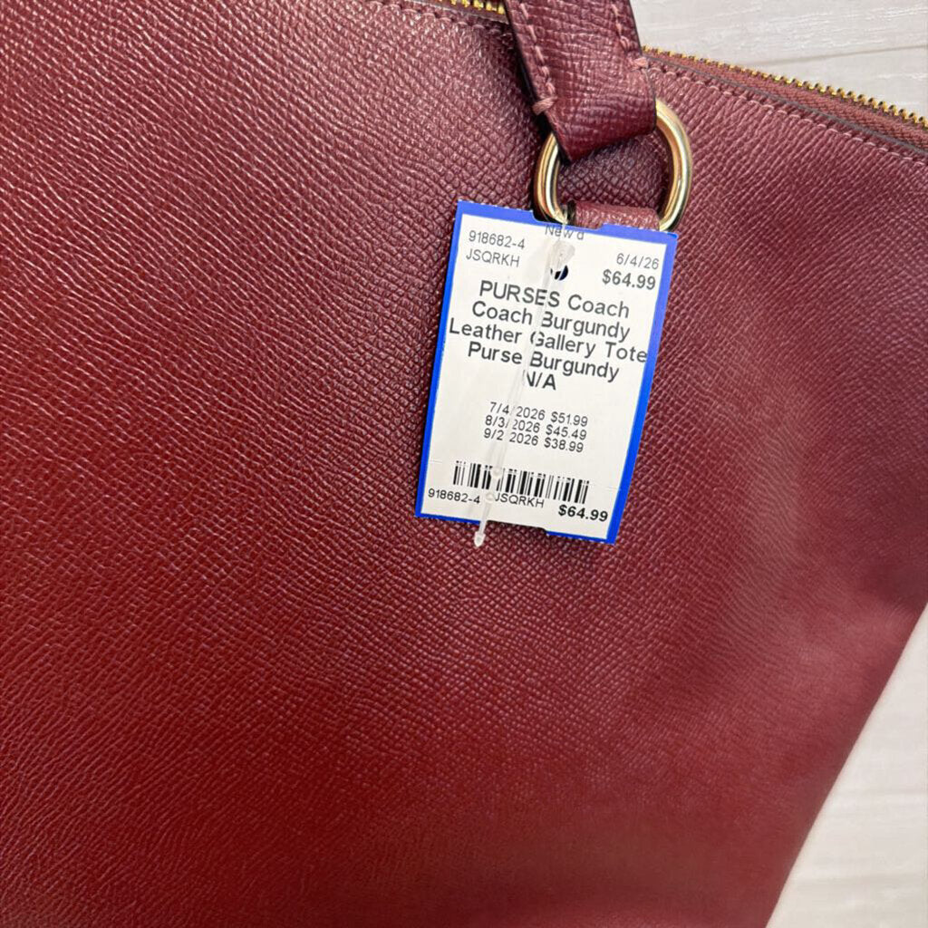 Coach Burgundy Leather Gallery Tote Purse