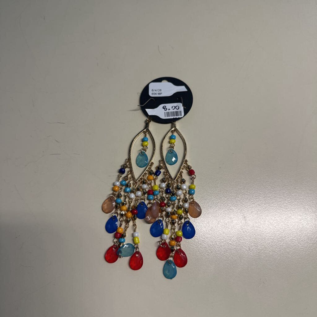 Multi Colored Stone Chandelier Earrings