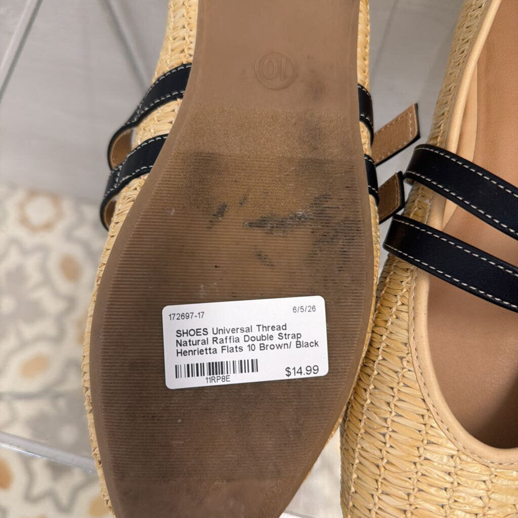 Natural Raffia Double Strap Henrietta Flats 10