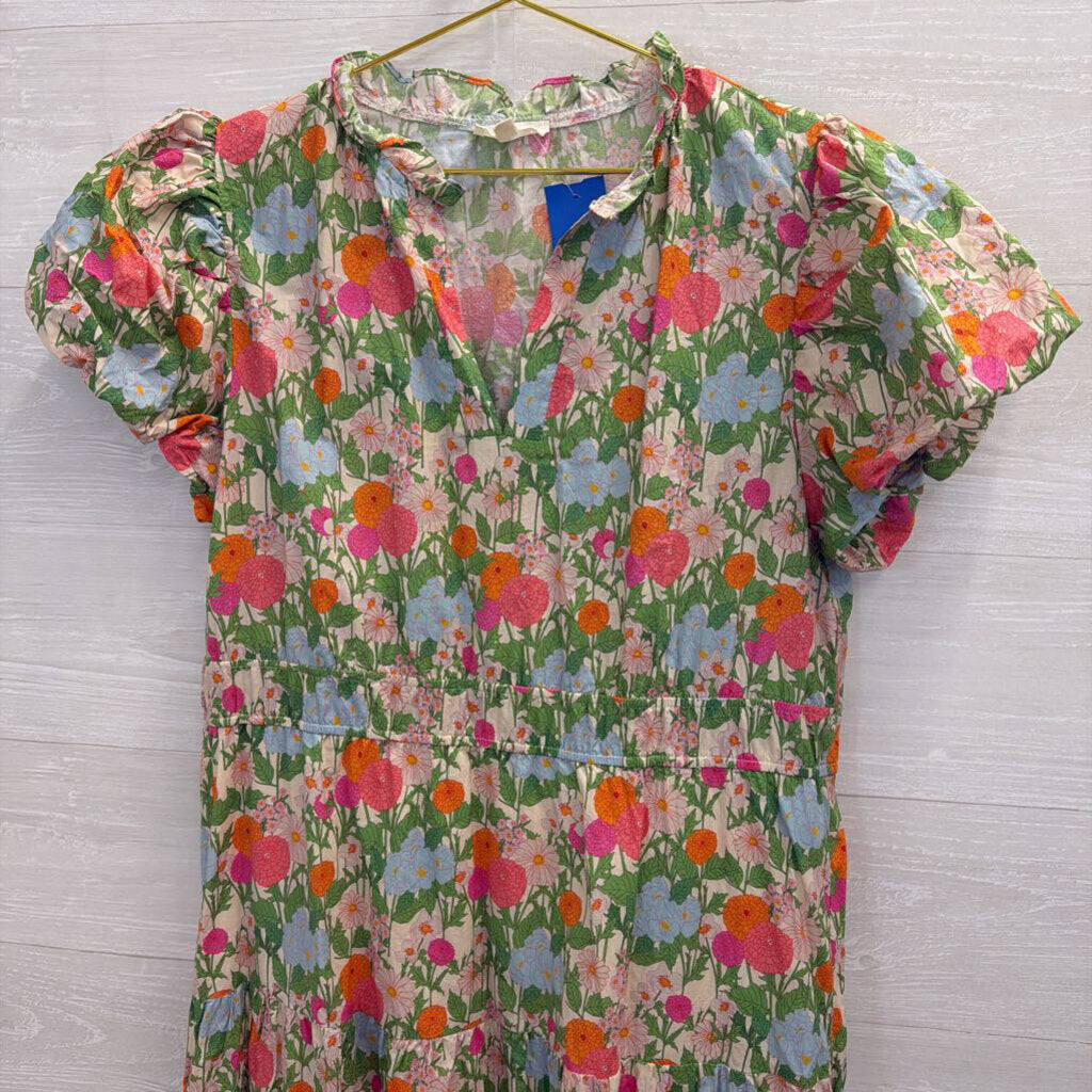 american eagle pink floral dress Entro White/ Multi Print Short Puff Sleeve Maxi Dress 1X – newdsalem