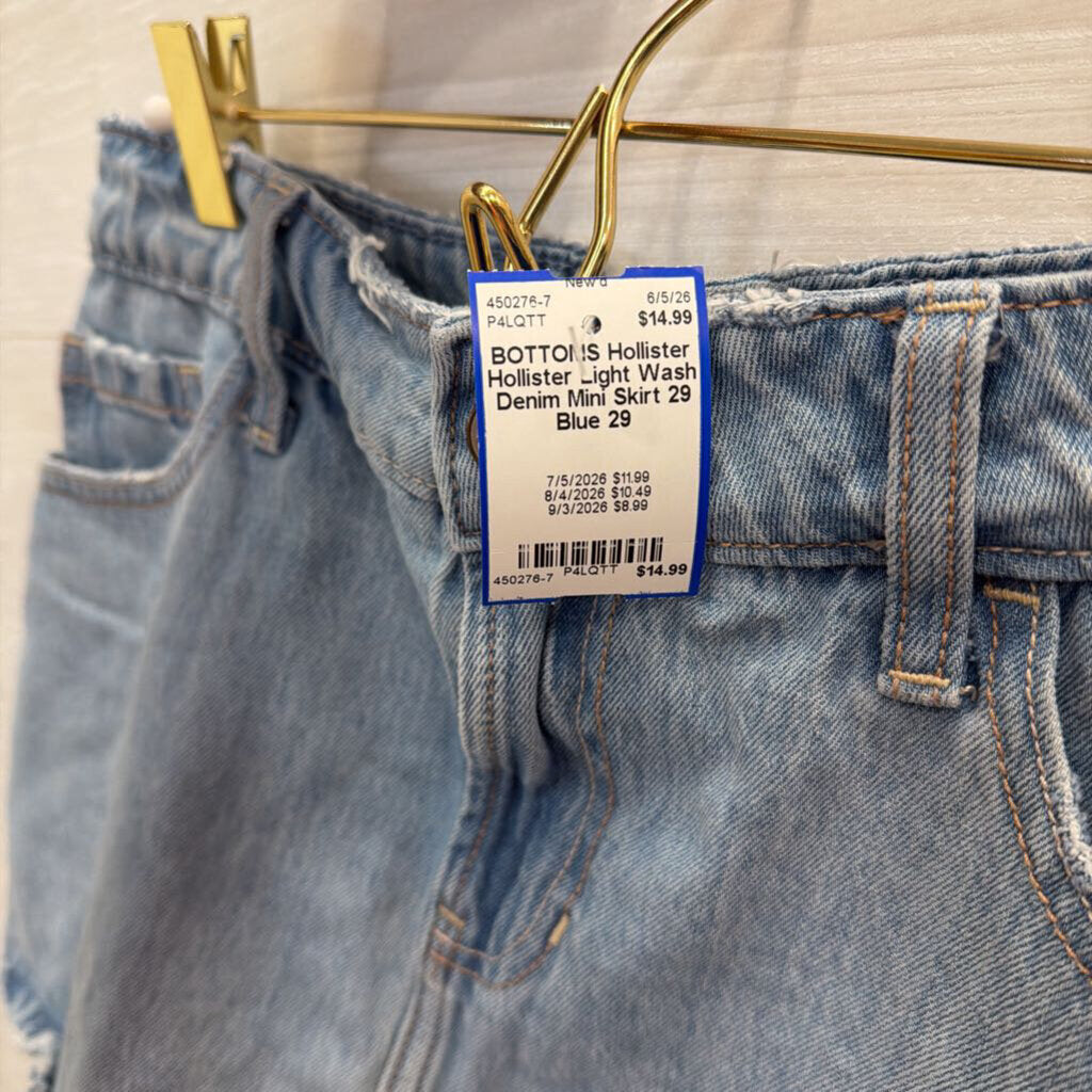 Hollister Light Wash Denim Mini Skirt 29