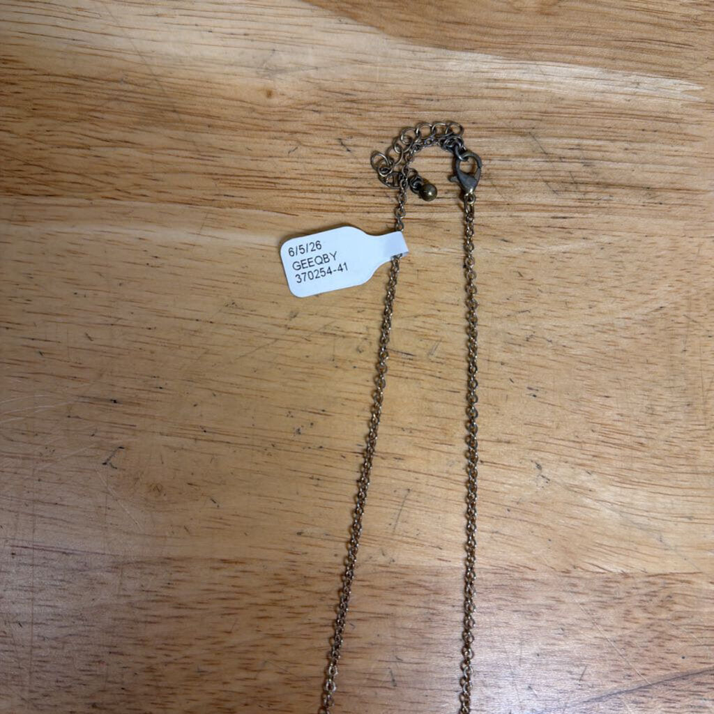 Long Gold Floral Beaded Necklace